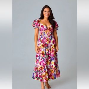 BUDDYLOVE ROSS FLORAL MIDI DRESS DERBY DAYS XL